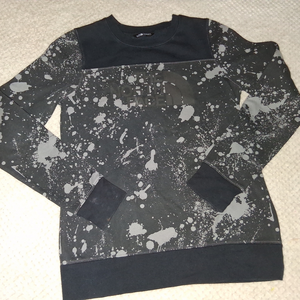 The North Face Black and Gray Splatter Crewneck